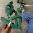 thumbnail image 2 of Juebong Sandals clearance Women's Mid Heels Open Toe Chunky Block Heeled Strappy Ankle Buckle Pump Sandals Summer Platform Wedge Sandals, 2 of 5