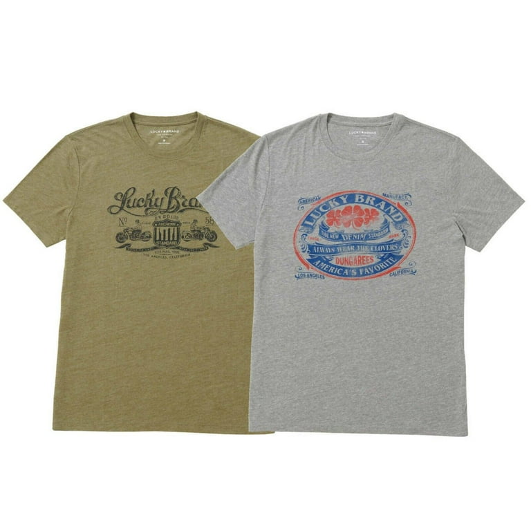 Lucky Brand Men's 2-Pack Logo Graphic Print Tee Soft Cotton Blend Jersey  Short Sleeve T-Shirt
