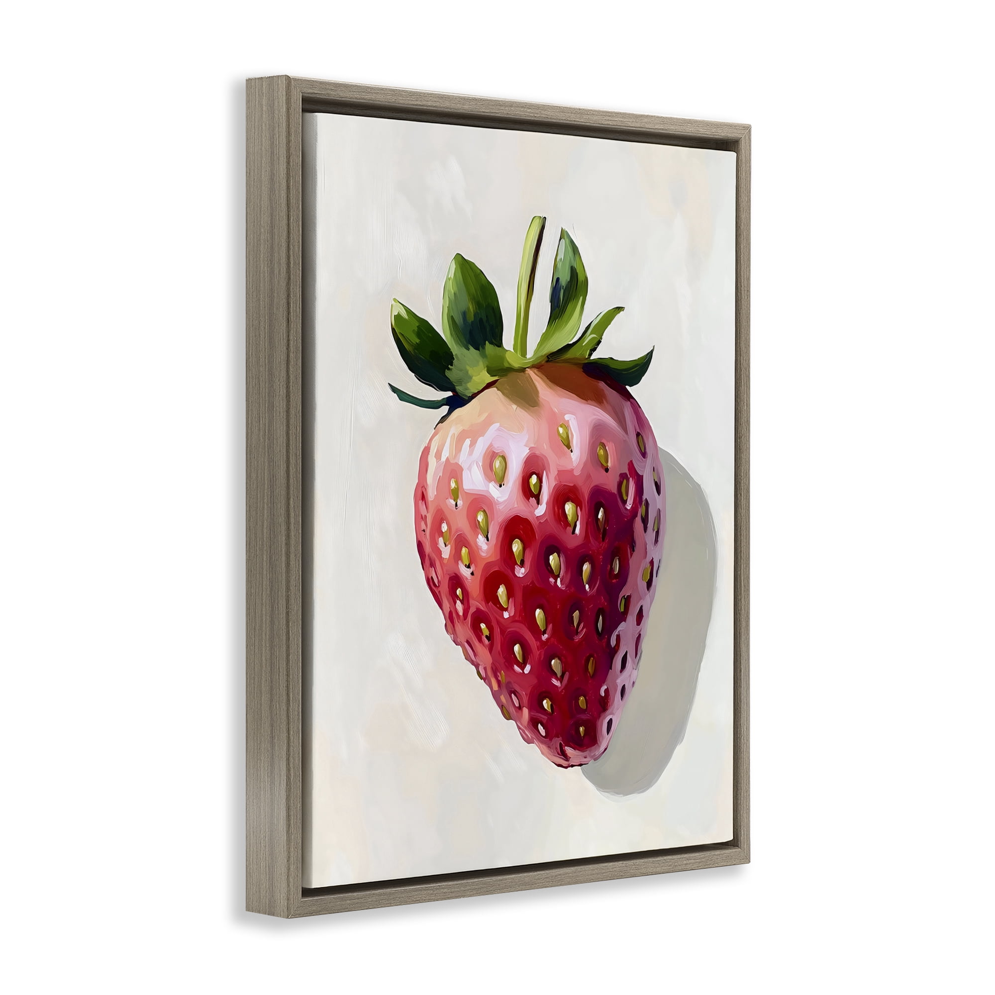 Stupell Industries Juicy Shine Strawberry Brown Framed Floater Canvas Wall Art, design by The Prints Vibe