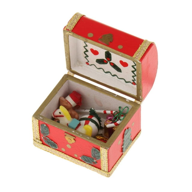 Coffre au Trésor Miniature de Noël à l'Échelle 1:12 Mini Boîte au Trésor pour Diorama Vie
