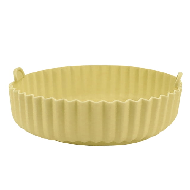 Freidora de aire resistente al calor, olla de silicona con asa, revestimientos reutilizables, bandeja para microondas, verduras, pollo, cestas de Herramientas y accesorios para hornear Amarillo Bearachild HA059581-02