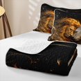 thumbnail image 4 of Manfei Woodland Animals Twin Quilt Set, Romantic Couple Lion Twin Coverlet Set, Black Brown, Black Reversible, 2 Pieces, 1 Bedspread and 1 Pillowcase, 4 of 7