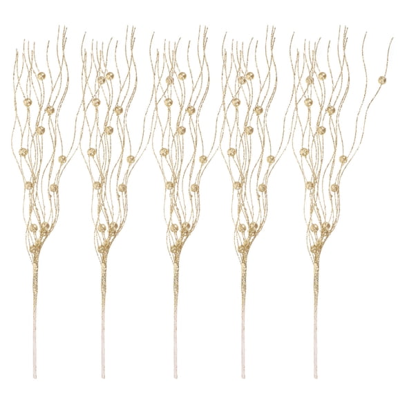 CATIEBYE 5Pcs Artificial Branch Vase Filler Golden Plastic Decorative Stems for Home Decor