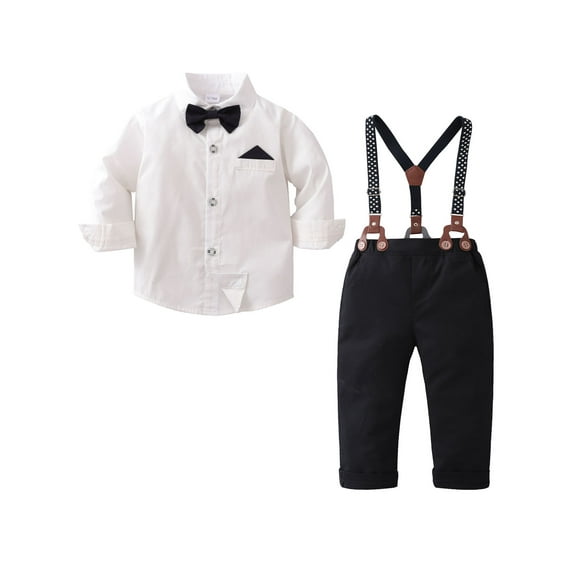 CARETOO Toddler Baby Boy Clothes Gentleman Dress Shirt Suspender Pants Bowtie Outfits 1-5T 3pcs