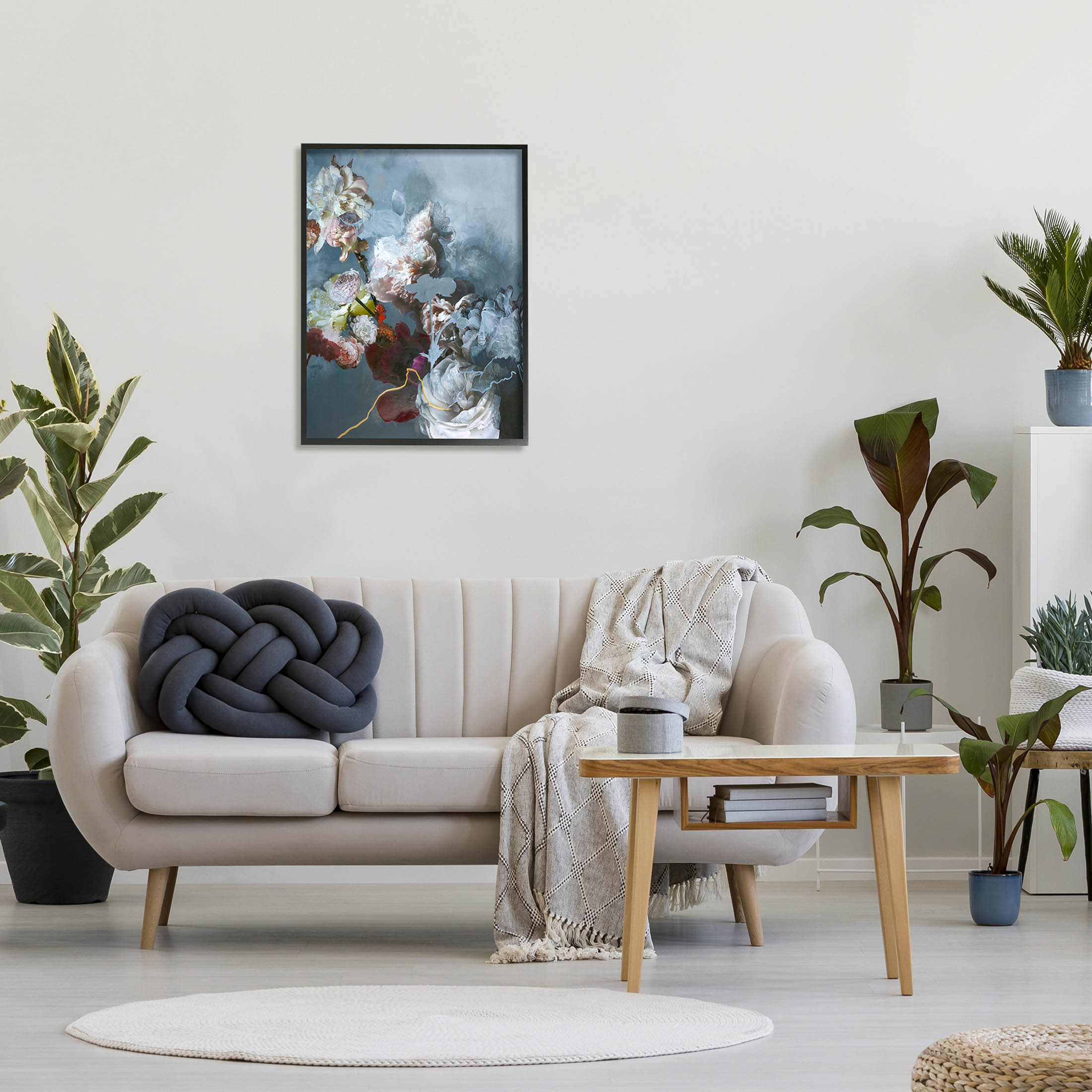 Blooming Contemporary Florals Abstract Graphic Art Black Framed Art Print Wall Art