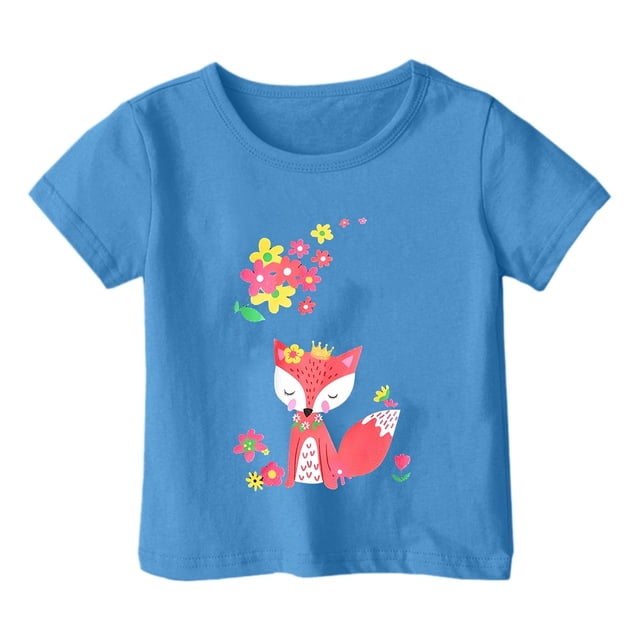 TZEWGL Hauts pour Enfants Imprimé Graphique Col Rond Manches Courtes Ample pour Filles Garçons Taille 1-2T