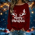 thumbnail image 4 of Christmas Shirts for Women Knit Stripe Long Sleeve T Shirt Cozy Casual Crewneck Holiday Top Fall Winter Seasonal Festive Tops, 4 of 5