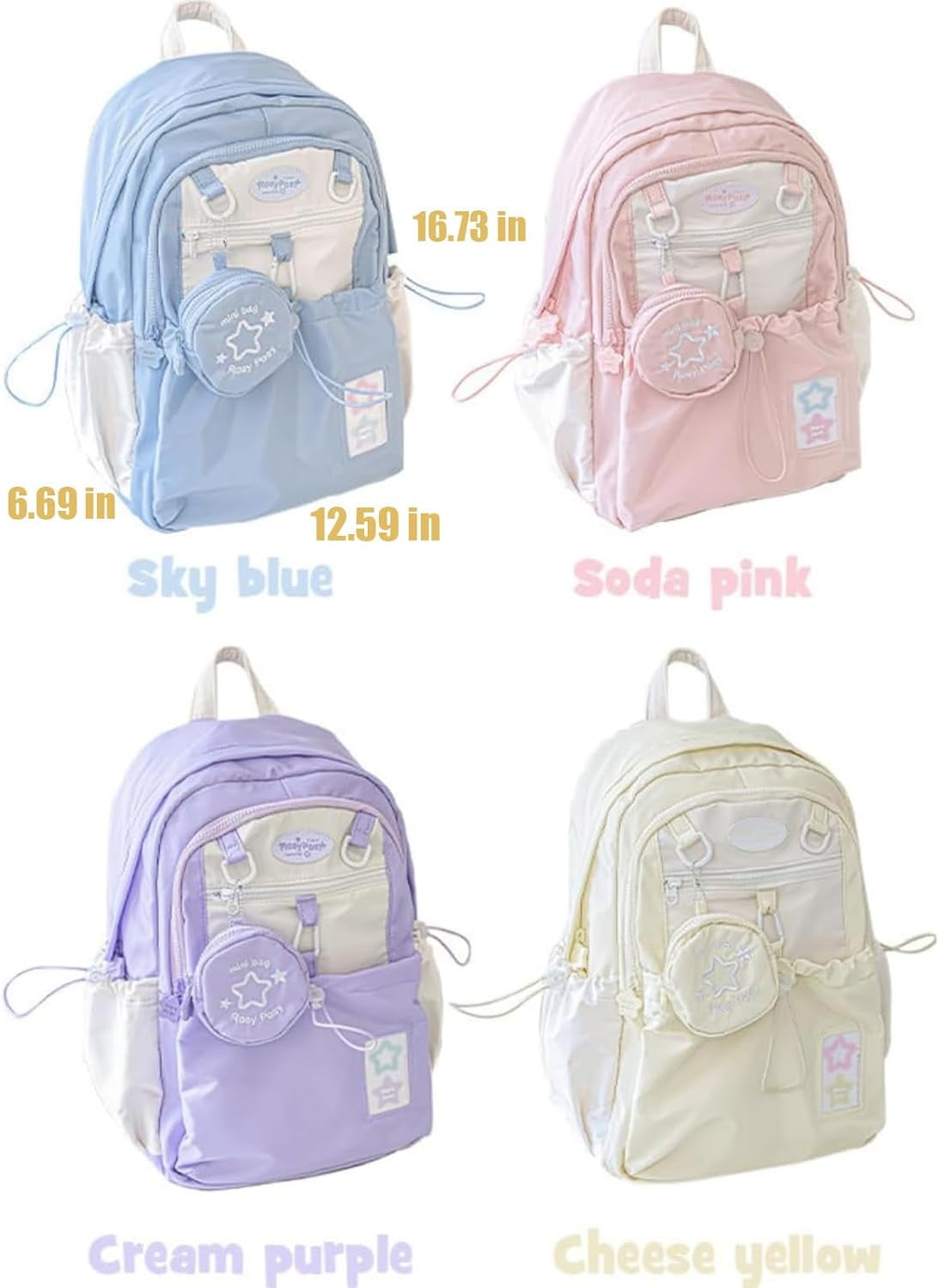 Rosy Posy Backpack, Rosyposy Backpack, Cream Star Series Large