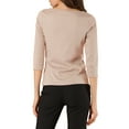 thumbnail image 4 of MODA NOVA Juniors Work Boat Neck 3/4 Sleeve Stretchy Knit Blouse S Pink, 4 of 7