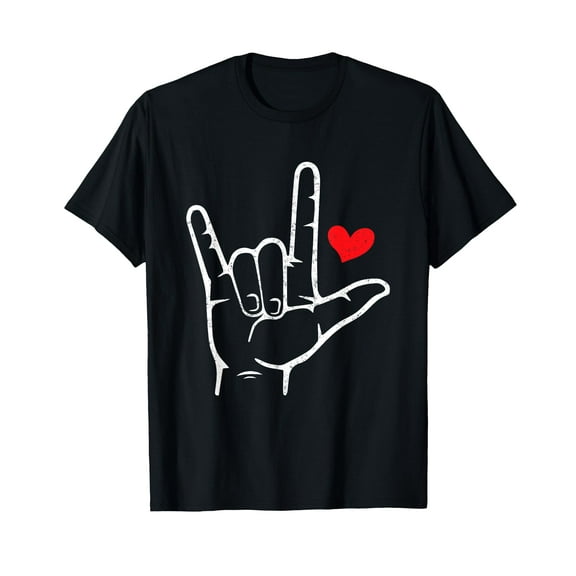 Valentines Day I Love You Hand Sign ASL Heart Men Women Kids T-Shirt