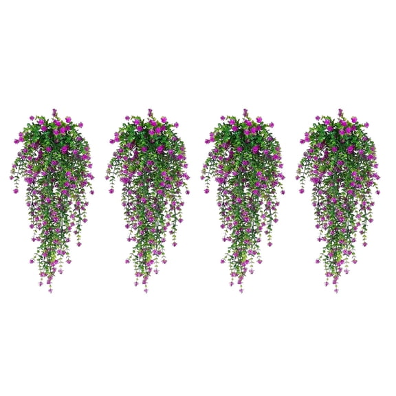 LanSuare 4 Pack Artificial Hanging Vines, Chlorophytum Plastic Flowers, Outdoor Balcony Garden Decor, Weather Resistant Greenery