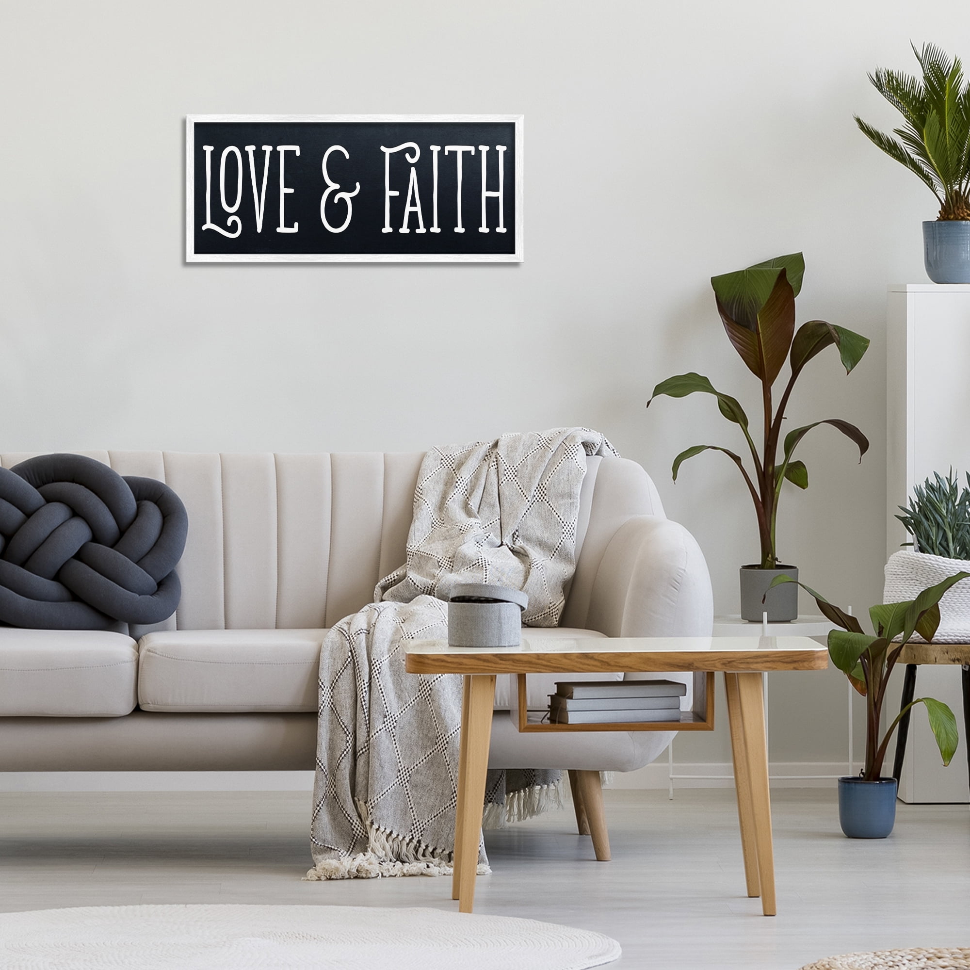 Stupell Industries Love & Faith on Black White Framed Giclee Art, design by SD Graphics Studio