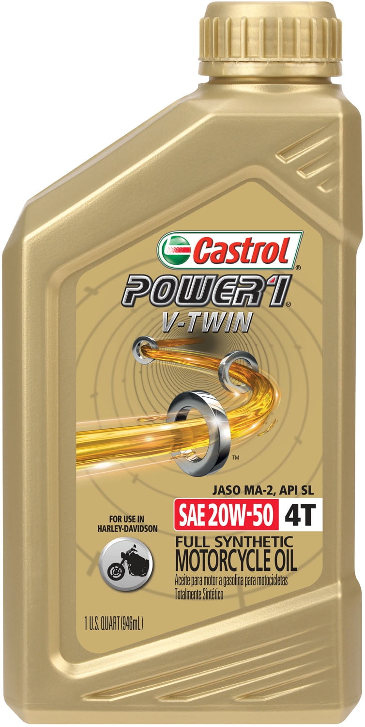 Castrol Power1 V-Twin 4T 20W-50 Full Synthetic Motorcycle Oil, 1 QT