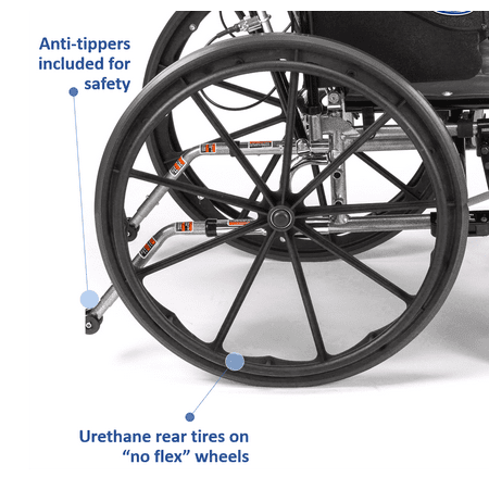 Invacare Tracer SX5 Recliner Wheelchair, With Desk Length Arms and T94HAP Elevating Legrests with Padded Calf Pads, 18" Seat Width