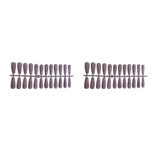 Soidarity 24 piezas de polvo brillante para uñas postizas, prensa extra larga en estilo ataúd, puntas de uñas con purpurina artificial para el salón Type2 NO2 Soidarity CBP449606