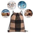 thumbnail image 6 of Leisure Draw String Mouth Backpack 16 X 14 Woven Band Durable Not Easy To Fall Off In Travel Portable Draw String Design Saddlebrown Buffalo Plaid Check Tartan Scotland_1, 6 of 8