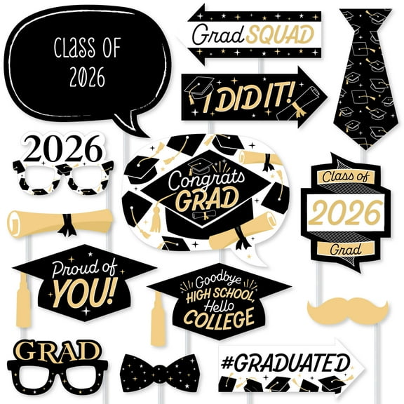 Big Dot of Happiness Hello College - 2026 Graduation Party Photo Booth Props Kit - 20 Count