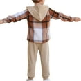 thumbnail image 4 of HWJAD 2-7 Years Boys Outfit Sets 2Pcs Flannel Plaid Shirt and Pants Set Hoodie Sweatsuit for Fall Spring Kids Clothes, 4 of 7