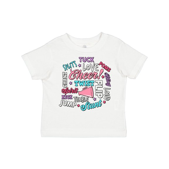 Inktastic Cheer Word Salad with Megaphone and Stars Girls Toddler T-Shirt