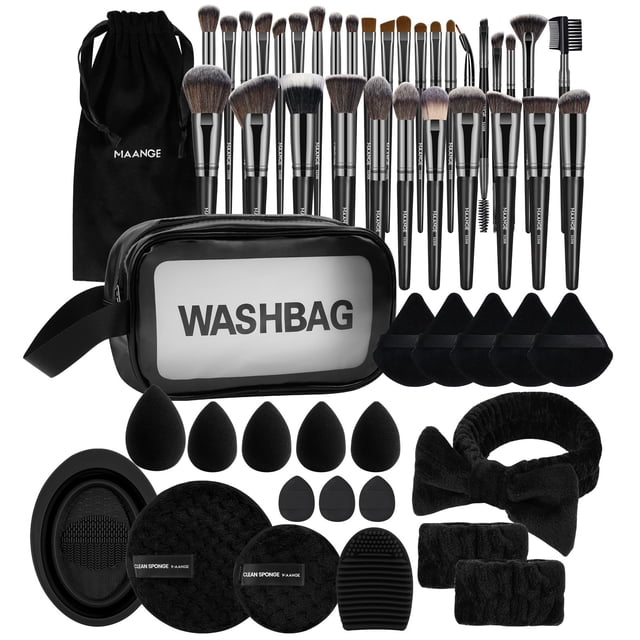 Set de brochas de maquillaje MAANGE, 54 piezas, brochas sintéticas con bolsa