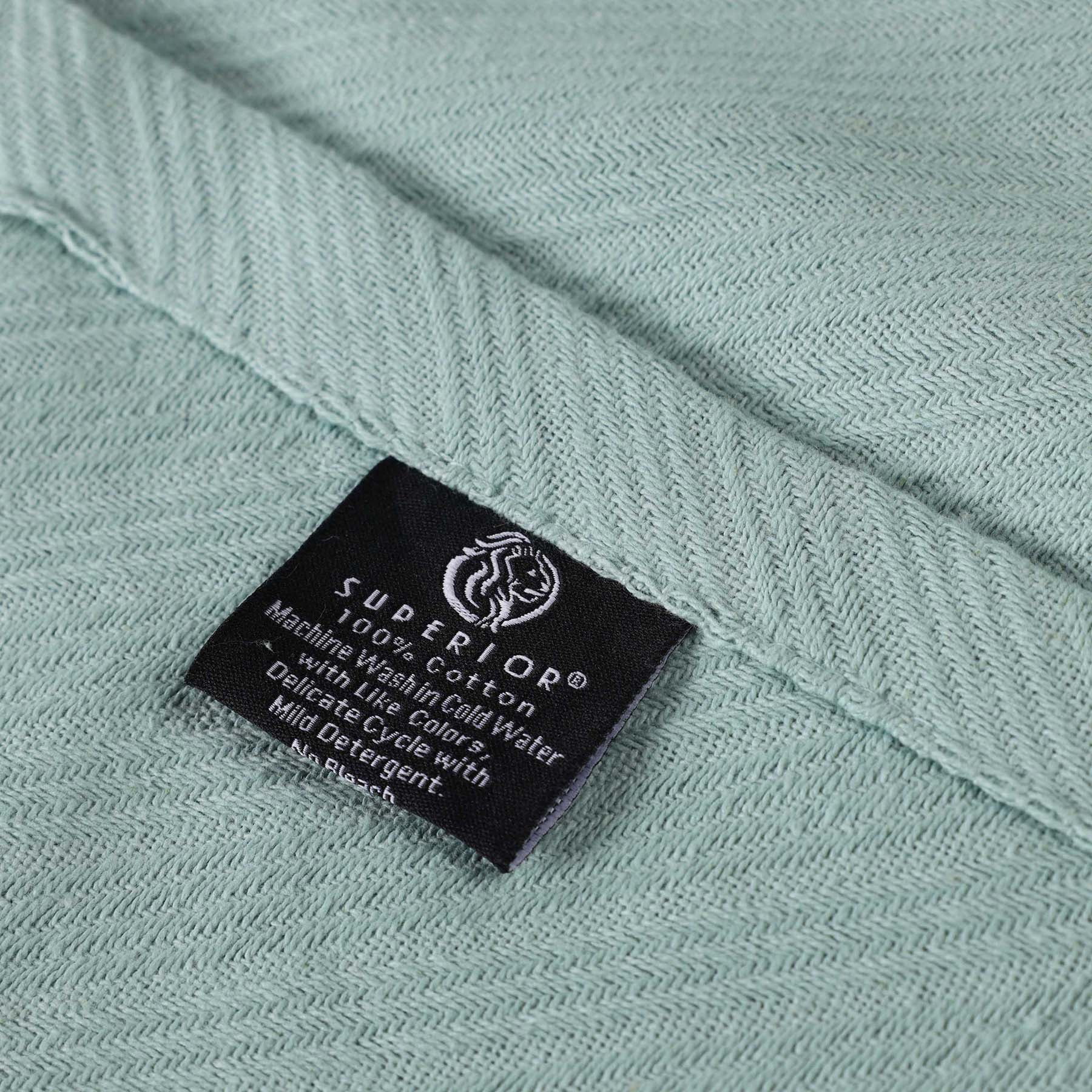 Superior Milan Cotton Textured Striped Woven Blanket, King, Aqua