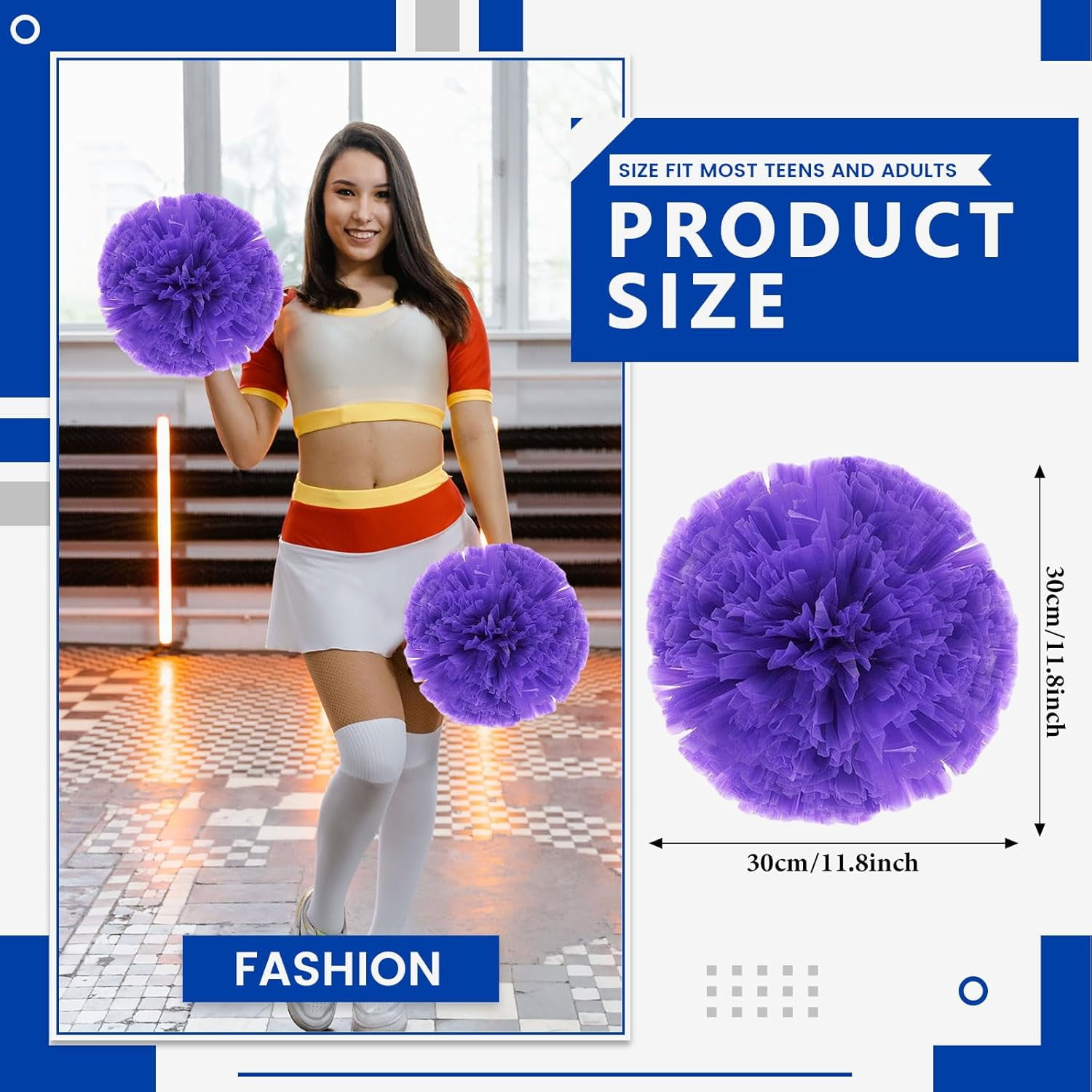 20 PCS Metallic Cheerleading Pom Pom for Team Spirit Sports Dance Cheering Kids Adults-Ring Style