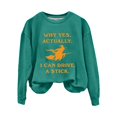 thumbnail image 4 of Halloween Sweatshirt BWASD Witch Graphic Plus Size Crewneck Sweatshirt for Women I Can Drive A Stick Print Long Sleeve Loose Pullover Top Halloween Party Outfit |Green,2XL, 4 of 4