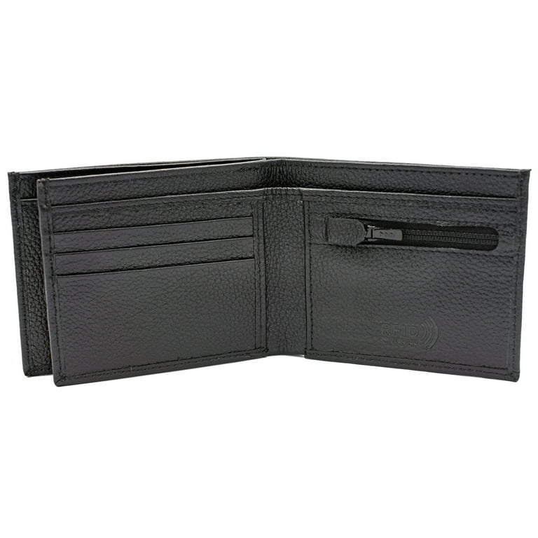 Thin RFID Leather Black Bifold Wallet for Men 3 Separate