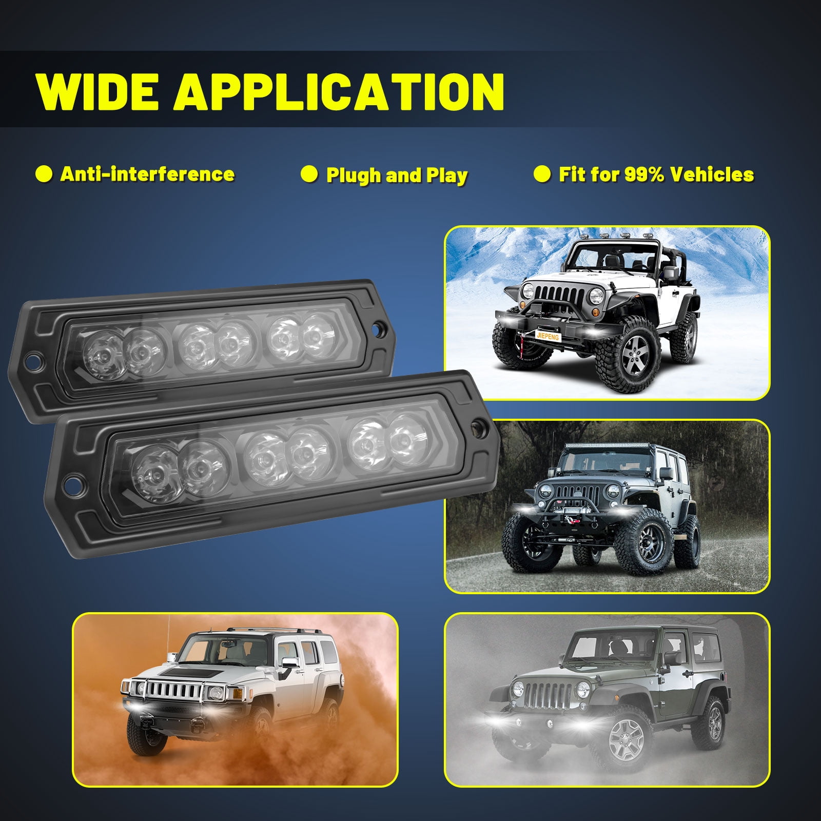 2PCS 6 Inch 120W Flush Mount LED Pods with Wiring Harness Kit Spot Beam Bumper Lights