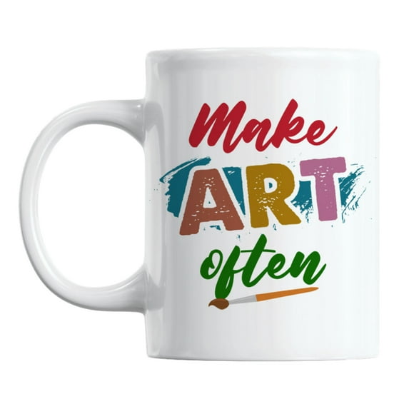 Make Art Often White Ceramic Coffee & Tea Mug for an Artist or Art Teacher (11oz)