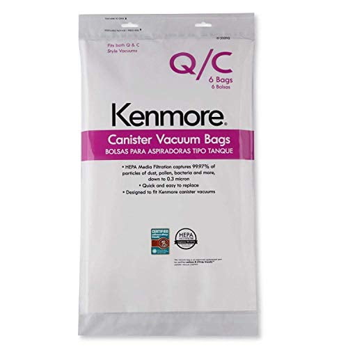 2 Pack Kenmore Q/C 53291 Style Q HEPA Vacuum Bags Cleaner for Canister Vacuums 