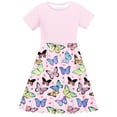 thumbnail image 7 of Spazoro Kids Girls A Line Dresses, New Style Stretchy Wrinkle Butterfly Print Short Sleeve Princess Dress for Child Girls Multicolor Size 7 T, 7 of 7