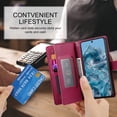 thumbnail image 6 of for Google Pixel 7a Case with Card Holder, Retro Premium PU Leather Shoulder Wrist Strap Zipper Kickstand Flip Cover Women Girl Wallet Phone Case for Google Pixel 7a, Red, 6 of 9