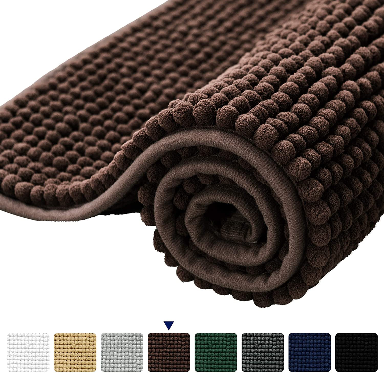 Subrtex Chenille Bathroom Rugs Soft NonSlip Super Water Absorbing