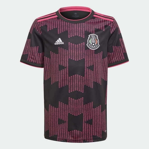 adidas Youth Mexico 2021 Home Soccer Coat, Black / Real Magenta, Small