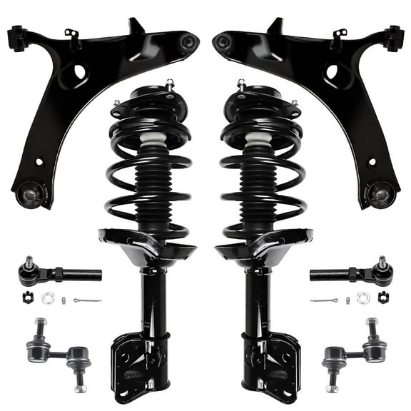 Detroit Axle - 8pc Front Suspension Kit for 2009-2013 Subaru Forester, Struts & Coil Spring Lower Control Arms Sway Bars Tie Rods 2010 2011 2012 Replacement Struts Shocks Assembly