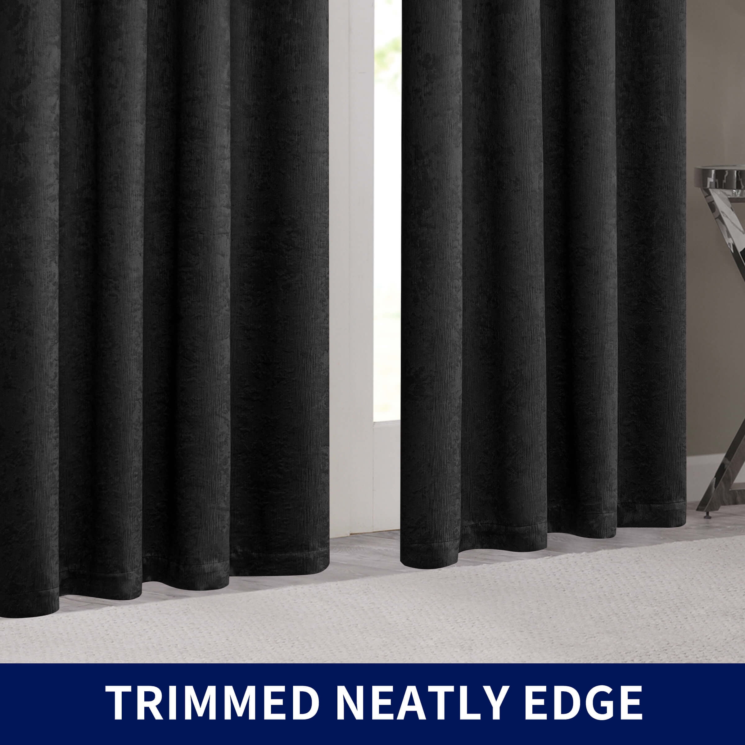 Subrtex Blackout Curtains 2 Panels Room Darkening Grommet Curtain Drapes, Black, 53"x63"