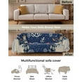 thumbnail image 3 of Blue Snowman Christmas Sofa Covers for 3 Cushion, Washable Couch Cover for Sectional Sofa Slipcovers with Tassel, Snowflake Birds Botanical Loveseat Covers Futon Cover Blanket 71''x118'', 3 of 8