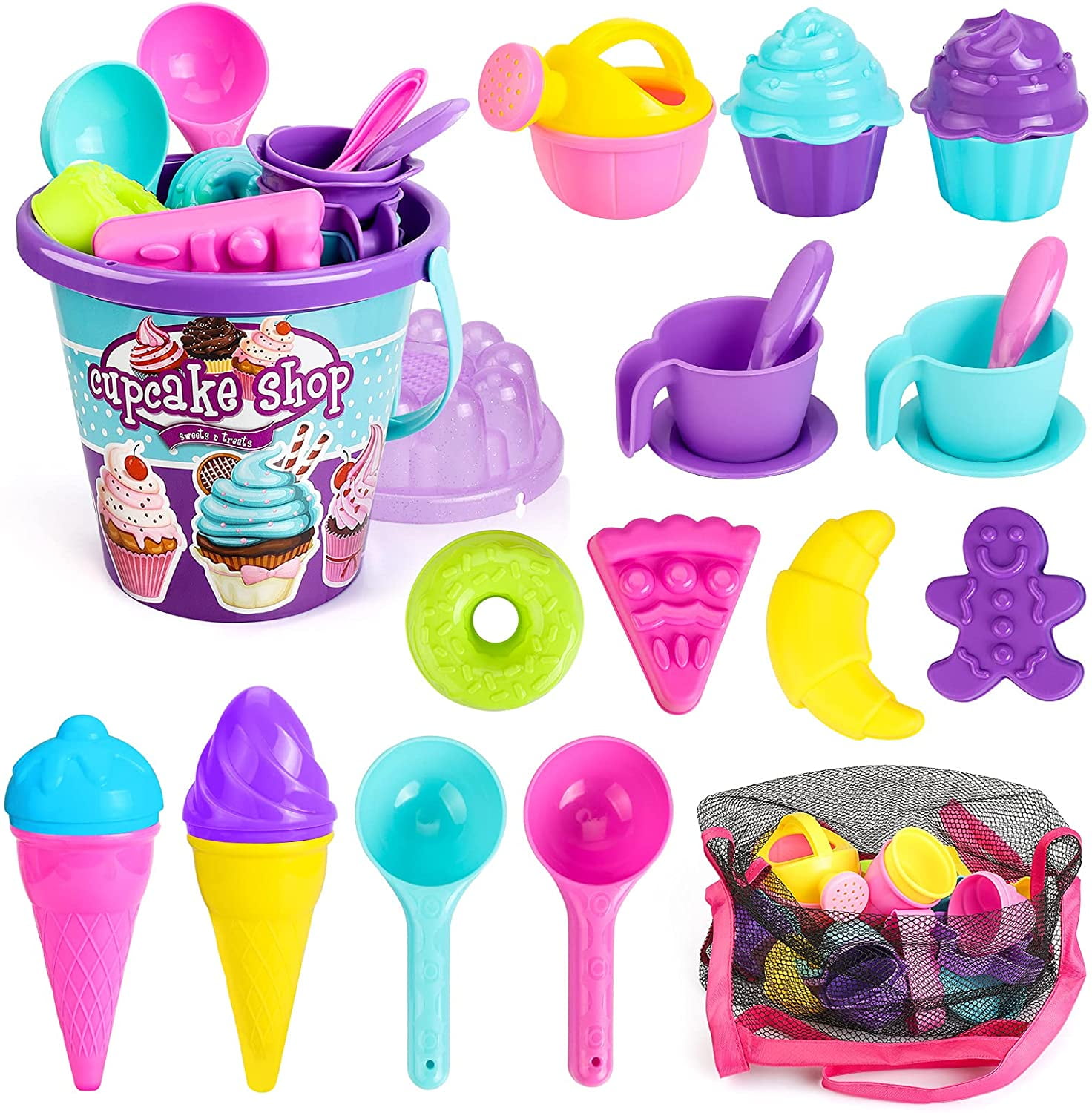 8 Toy Cupcakes Children Pretend Play Kitchen & Shop Mould Set bath pool Sandpit 