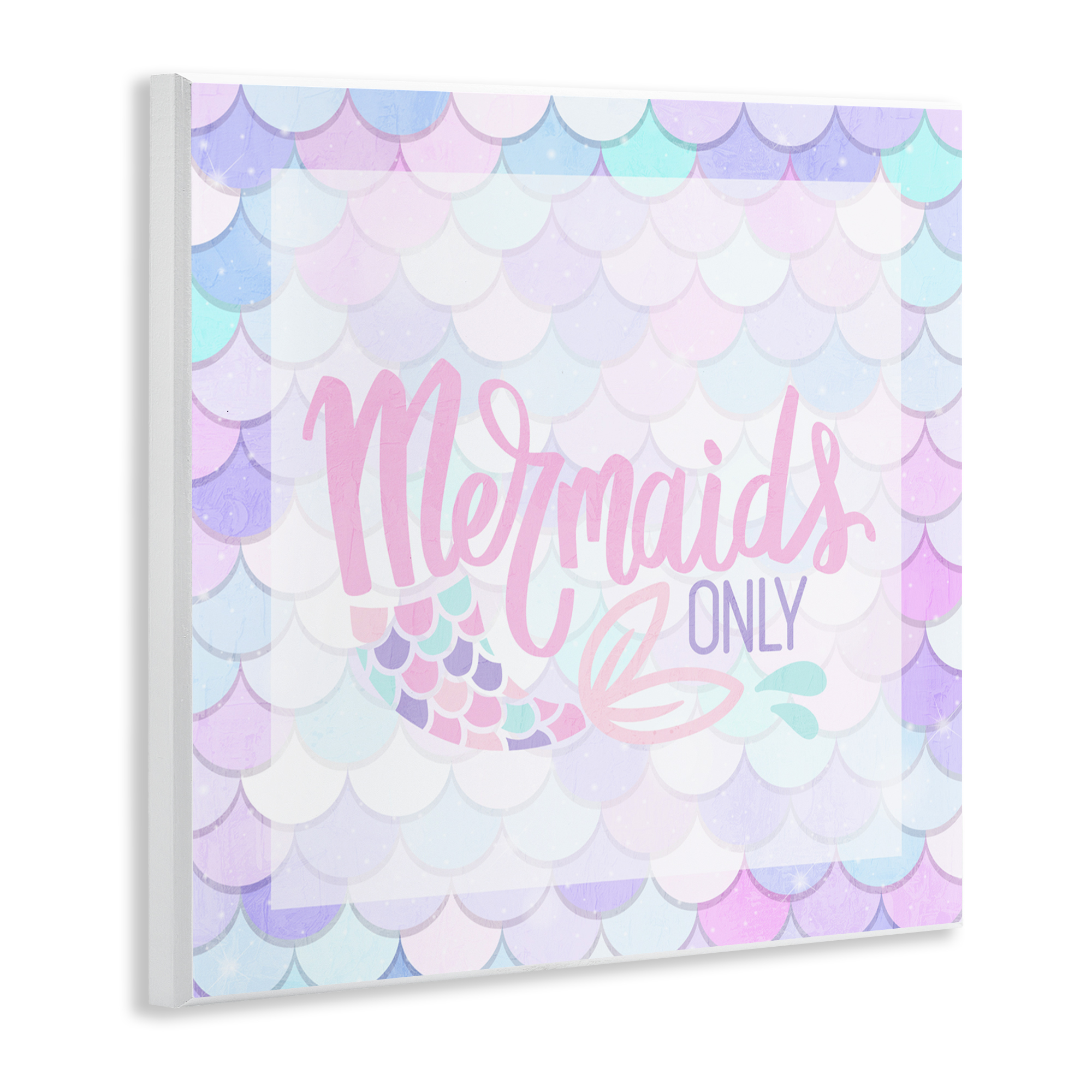 Pastel Mermaids Only Wall Plaque Art, design by Kim Allen