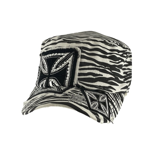 Top Headwear Womens Print Adjustable Cadet Cap - Zebra - Iron Cross