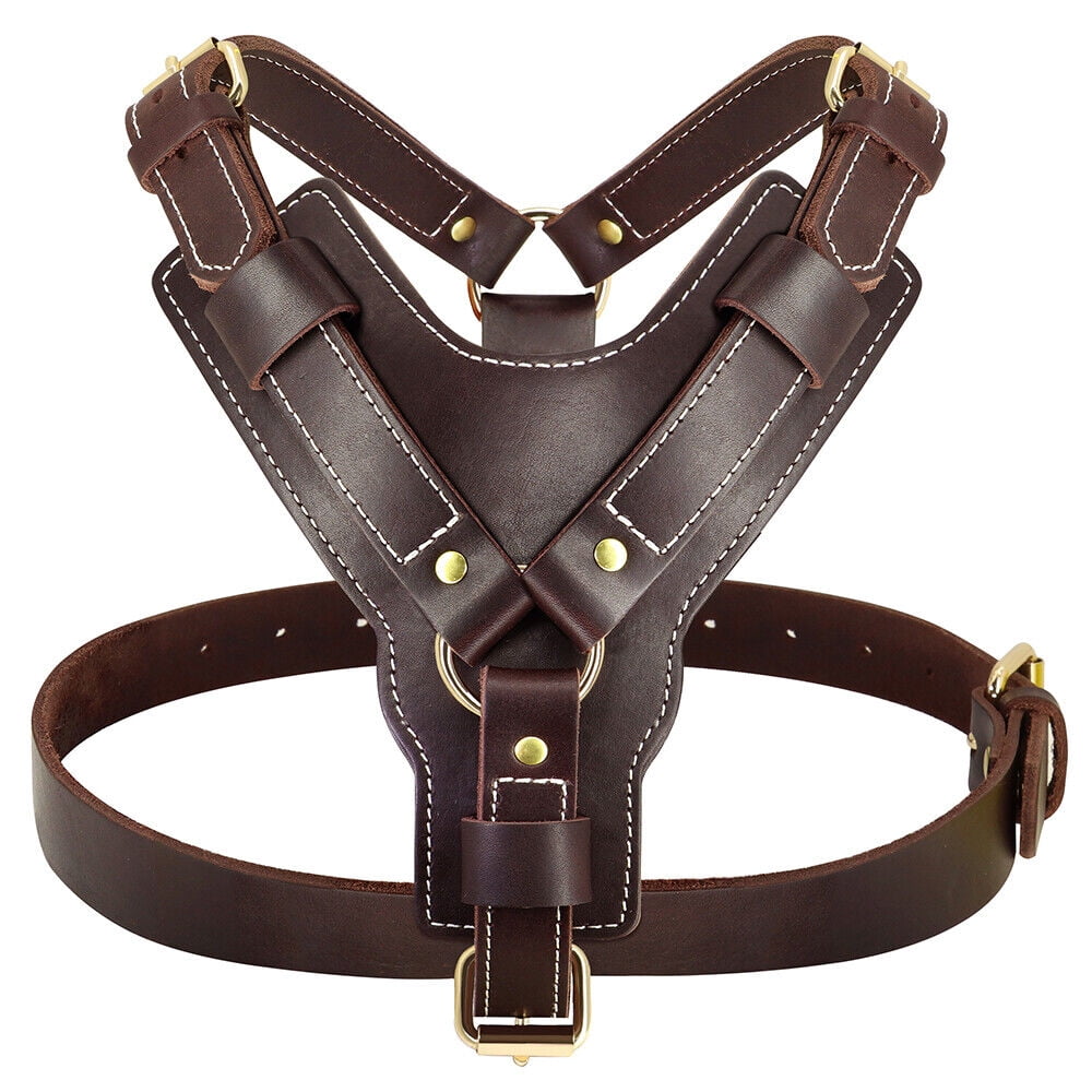 Pet Artist Heavy Duty Genuine Leather Dog Harness Adjustable for Large Dogs Pitbull Rottweiler High Quality