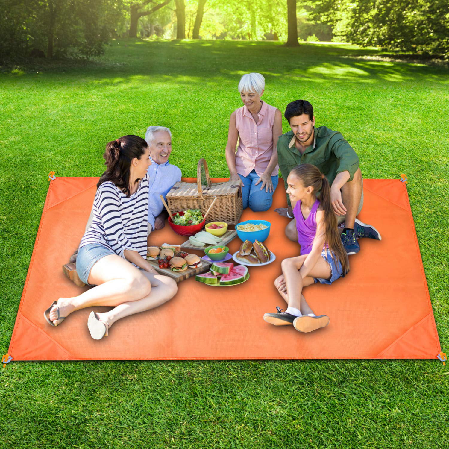 Picnic Blankets Camping Blanket Beach Mat 79X79 Waterproof Outdoor mat for Camping Hiking Garden Park and Travel Black-White 