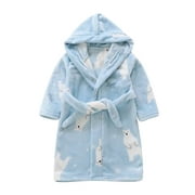 Toddler Snowsuit,Pisexur (12M-6T) Children'S Long Sleeve Cartoon Printed Flannel Nightgown Home Wear Bathrobe White 100