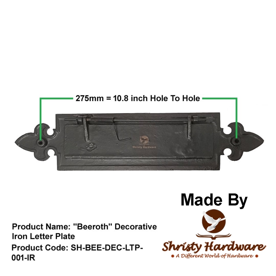 Shristy Hardware "Beeroth" Decorative Iron Letter Plate - (Pack of 1 Black Powder Coated Finish)