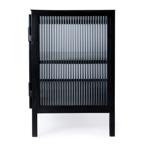 Hoxton Ribbed Glass 2- Door TV Stand in Black  5703025
