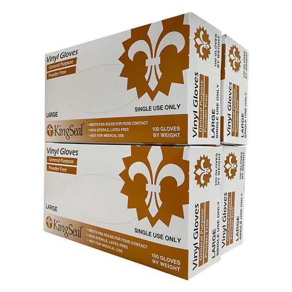 Guantes desechables KingSeal de vinilo de uso general, 4 mil