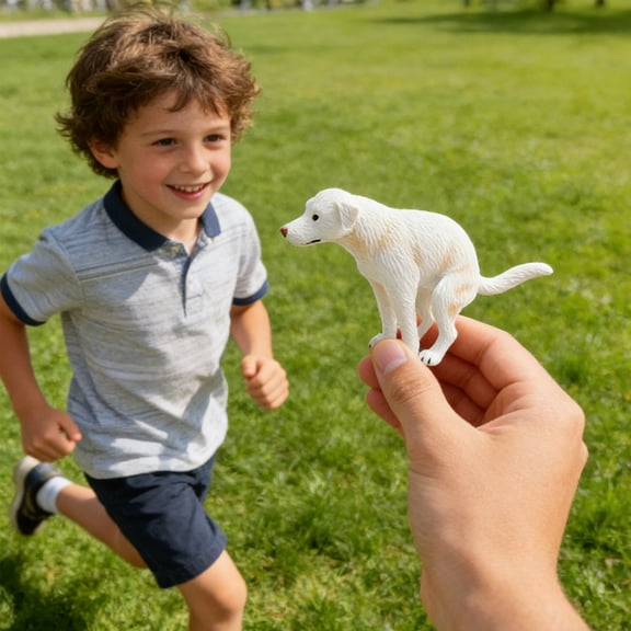 mdesiwst Simulation Pooping Labrador Model Lifelike White Dog Collectible Figurine Miniature Animal Educational Toy Decoration Dogs Lover Gift