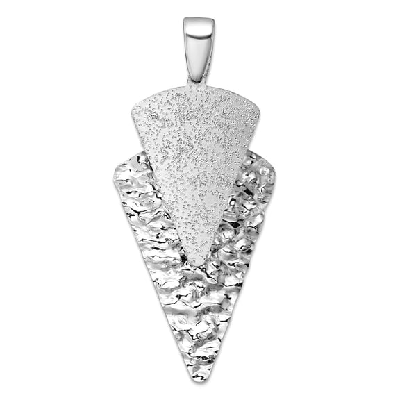 21mm 925 Sterling Silver Rhodium Plated Polished Brushed Hammered Triangle Pendant Necklace Pendant for Women