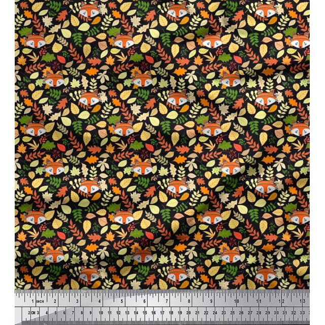 Soimoi Poly Georgette Fabric Pizza,Cake & Croissant Food Decor Fabric Printed Yard 52 Inch Wide
